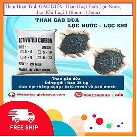 Than Hoạt Tính GÁO DỪA- Than Hoạt Tính Lọc Nước, Lọc Khí Loại 1 (6mm - 12mm)