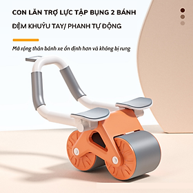 Con lăn 2 bánh lò xo chịu lực tốt siêu bền, bánh bọc nhựa an toàn cho sàn nhà - Con lăn trợ lực thế hệ mới dễ tập cho nam và nữ giảm mỡ bụng, săn chắc toàn thân