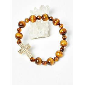 Vòng Chuỗi Mân Côi Đá Thạch Anh Mắt Hổ Vàng Nâu ni 52 - Ngọc Quý Gemstones