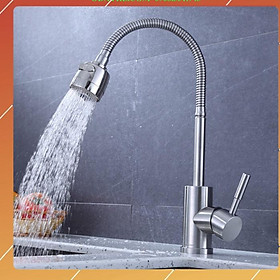 Mua Vòi rửa bát nóng lạnh lò xo Inox 304 gắn chậu tặng 2 dây cấp