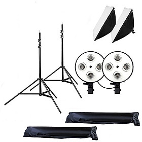Mua 02 Softbox quay phim đuôi Sứ 4 chuôi 50x70cm - 02 Chân đèn 2m (không bao gồm đèn)