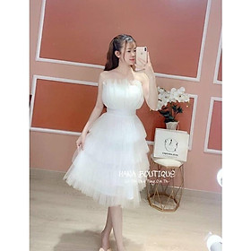 Đầm Váy Nữ cao cấp Tiểu Thư Cúp Ngực Xếp Ly Lưới Tầng phong cách ngọt ngào duyên dáng DS