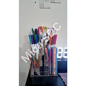 Kệ bút mica-Kệ bút văn phòng phẩm 3 tầng 9 ô