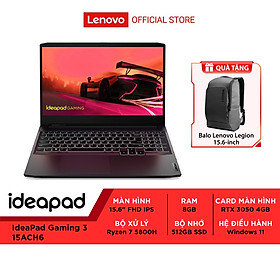 Laptop Lenovo IdeaPad Gaming 3 15ACH6 82K200T1VN R7 5800H|8GB|512GB|RTX 3050|Win11 - Hàng chính hãng
