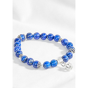 Vòng tay đá lapis lazuli phối charm vương miệng bạc Ngọc Quý Gemstone