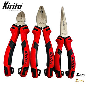 Bộ Kìm Kirito 3 Món Cho Thợ Điện – Thép CR-V – Siêu Bền – Cắt Dây, Uốn, Gắp- Kìm đỏ đen KIRITO