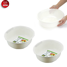 Bộ 3 thau nhựa trắng đựng đồ, rửa rau củ 5,3L - Hàng nội địa Nhật