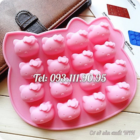Mua Khuôn silicon làm bánh  rau câu  socola 16 hình mèo Kitty – Mã số 1408