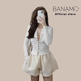 Hình ảnh Áo len tăm cúc dọc dài tay nhiều màu thời trang Banamo Fashion 3423