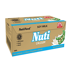 Thùng 36 Bịch Sữa đậu nành Nuti Canxi Bịch 200ml TU.NSDNX01TI NUTIFOOD