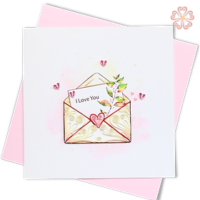 Thiệp Giấy Xoắn Nghệ Thuật - Lá Thư Tình Yêu - Love Letter - Love Valentine  - 15 x 15 - VN2XM115D86E1