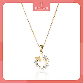 Mặt dây chuyền vàng 14k thiết kế hình bướm đính đá cz cao cấp lấp lánh mdmamd560 huy thanh jewelry