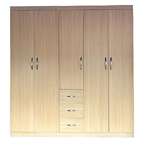 Tủ Áo 5 Cánh Gỗ MDF Melamine Màu Lim