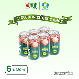 [LỐC 6 LON] Nước ép Chôm Chôm, Nước ép trái cây tươi VINUT. Lon 330ml