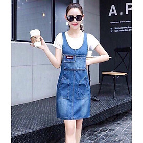Đầm Yếm Jean Cổ V Nẹp Viên Phối Túi Ko Kèm Áo Thun BY1151