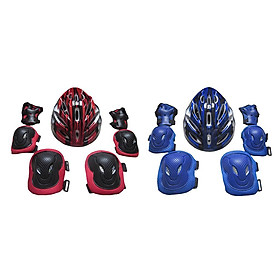 2 Set Outdoor Sports Protective Gear Set, Helmet and Pads of Wrist, Elbow, Knee for Multi-Sport. 7pcs/set for Kids Youth Adults