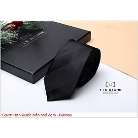 Cavat chú rể, MC, công sở nam Hàn Quốc cao cấp bản nhỏ (6cm) đen họa tiết - Tặng kèm hộp Full box
