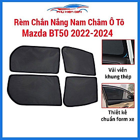 Bộ rèm che nắng ô tô nam châm theo xe Mazda Bt-50, BT50 Năm 2022-2023-2024 chắn nắng tốt, lắp đặt đơn giản, tiện lợi