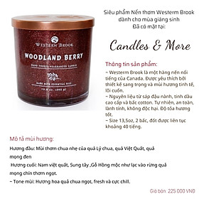Nến thơm VNXK chất lượng cao Woodland Berry hương quả mọng, hũ thủy tinh lấp lánh sang trọng, đốt được liên tục 60h