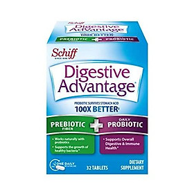 Lactose Support Probiotic Supplement Digestive Advantage 32 count in a boxBreaks Down Lactose and Relieves Minor Abdominal Discomfort Survives 100x Better Than Regular 50 Billion CFU