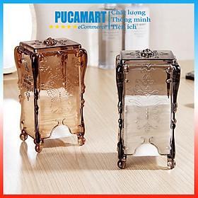 Mua Hộp Đựng Bông Tẩy Trang Để Bàn Cổ Điển Chống Bụi Có Nắp Nhựa Bền - PucaMart