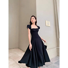 QUẢNG CHÂU Đầm maxi đen dáng xòe sang chảnh - Thích hợp đi biển, dạo phố CAO CẤP