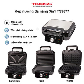 Kẹp nướng sandwich TIROSS 3 trong 1 TS9677 - Hàng chính hãng