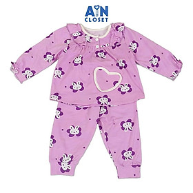 Bộ quần áo Dài bé gái họa tiết Thỏ Tím Thun lụa - AICDBGLAU8DW - AIN Closet