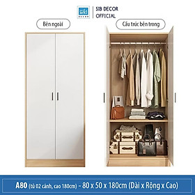Mua Tủ Quần Áo Phòng Ngủ Đơn Giản Màu Trắng Phối Vân Gỗ Sồi Thương Hiệu SIB Decor TA16