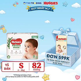 Tã Dán Siêu Cao Cấp Huggies Platinum Naturemade S82 (82 Miếng)
