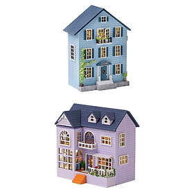 2x Miniature Doll House with Furniture Asseccories 3D Puzzle Birthday Gifts