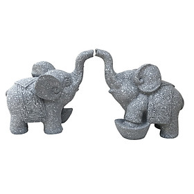 Cặp tượng voi đá trang trí N1 - màu đá