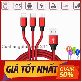 Mua Cáp Sạc dây 3 đầu usb đa năng 3 đầu sạc hỗ trợ sạc nhanh tiện dụng dành cho Iphone và Samsung