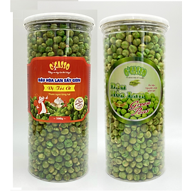 Combo 2 hộp 500g đậu hòa lan sấy giòn vị tỏi ớt và đậu hòa lan sấy giòn vị muối