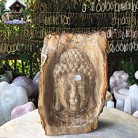 Mua Mặt Phật Thích Ca bằng đá gỗ hóa thạch tự nhiên phong thủy TP-04 nặng 15.4kg kích thước 33x13x22.5cm – vật phẩm phong thủy may mắn