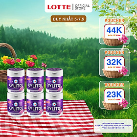 Combo 6 Kẹo Gum không đường Lotte Xylitol - Hương Blueberry Mint 55.1 g