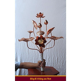 Mua Hoa sen 10 cành bằng đồng đỏ cao 70cm