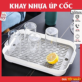 Khay Nhựa Úp Ly, Cốc, Chén Ecco Hình Chữ Nhật Cao Cấp Có Khay Hứng Nước Thông Minh Giao Màu Ngẫu Nhiên