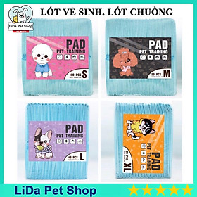 Tã lót cho chó mèo đi vệ sinh vào khay, chuồng bằng giấy siêu thấm hút 50, 100 tấm miếng
