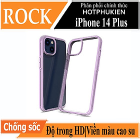 Ốp lưng chống sốc viền cao su cho iPhone 14 Plus (6.7 inch) thiết kế mặt lưng trong suốt Hiệu Rock hybrid Protective Case (độ đàn hồi cao, bảo vệ toàn diện, tản nhiệt tốt) - hàng nhập khẩu