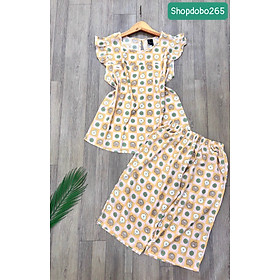 Đồ bộ nữ, đồ ngủ mặc nhà lửng tay cánh tiên vải lanh mềm ,mát BL 183 họa tiết dễ thương size 45-70kg