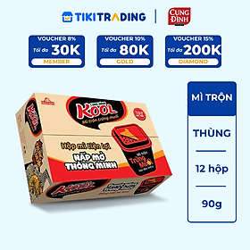 Thùng 12 Hộp Mì Trộn Trứng Muối Cung Đình Kool (90g x 12 Hộp)