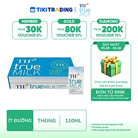 Thùng 48 hộp sữa tươi tiệt trùng TH True Milk ít đường 110ml