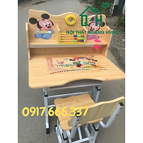 Mua BỘ BÀN HỌC SINH IN 3D CHUỘT MICKEY MÀU  KEM CHỐNG GÙ  CẬN CHO BÉ HỌC TẠI NHÀ