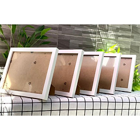 Combo 5 khung ảnh gỗ thông tự nhiên  khung ảnh treo phòng khách - phòng ngủ - khung ảnh bằng khen A4(21x30cm) màu trắng- tặng kèm đinh 3 chân