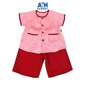 Bộ quần áo Bà ba Lửng bé gái họa tiết Vân Gỗ Đỏ Gấm lụa - AICDBGXOS4Q5 - AIN Closet