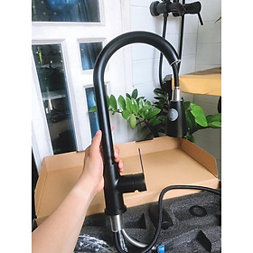 Mua Vòi rưae chén rút nóng lạnh 304 tỉnh điện đen ( Tặng dây cấp nước)