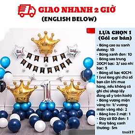Bộ bong bóng trang trí sinh nhật bé trai vương miện set balloon crown Tnoi37