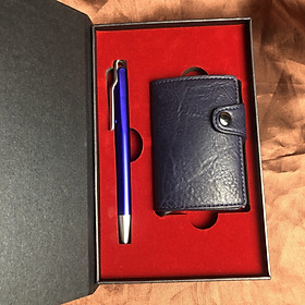 Bộ Quà Tặng Ví Mini Card Holder 2 in 1 Bút ký Tên Cao Cấp dành cho Đối Tác, Khách Hàng, Sếp Lãnh Đạo