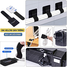 Dây Đai Velcro Keo 3M Dán Tường Đa Năng Cuốn Dây Cáp Sạc Tai Nghe Treo Dây Điện Chống Rối - SET 2 Đai Velcro Dán 3M